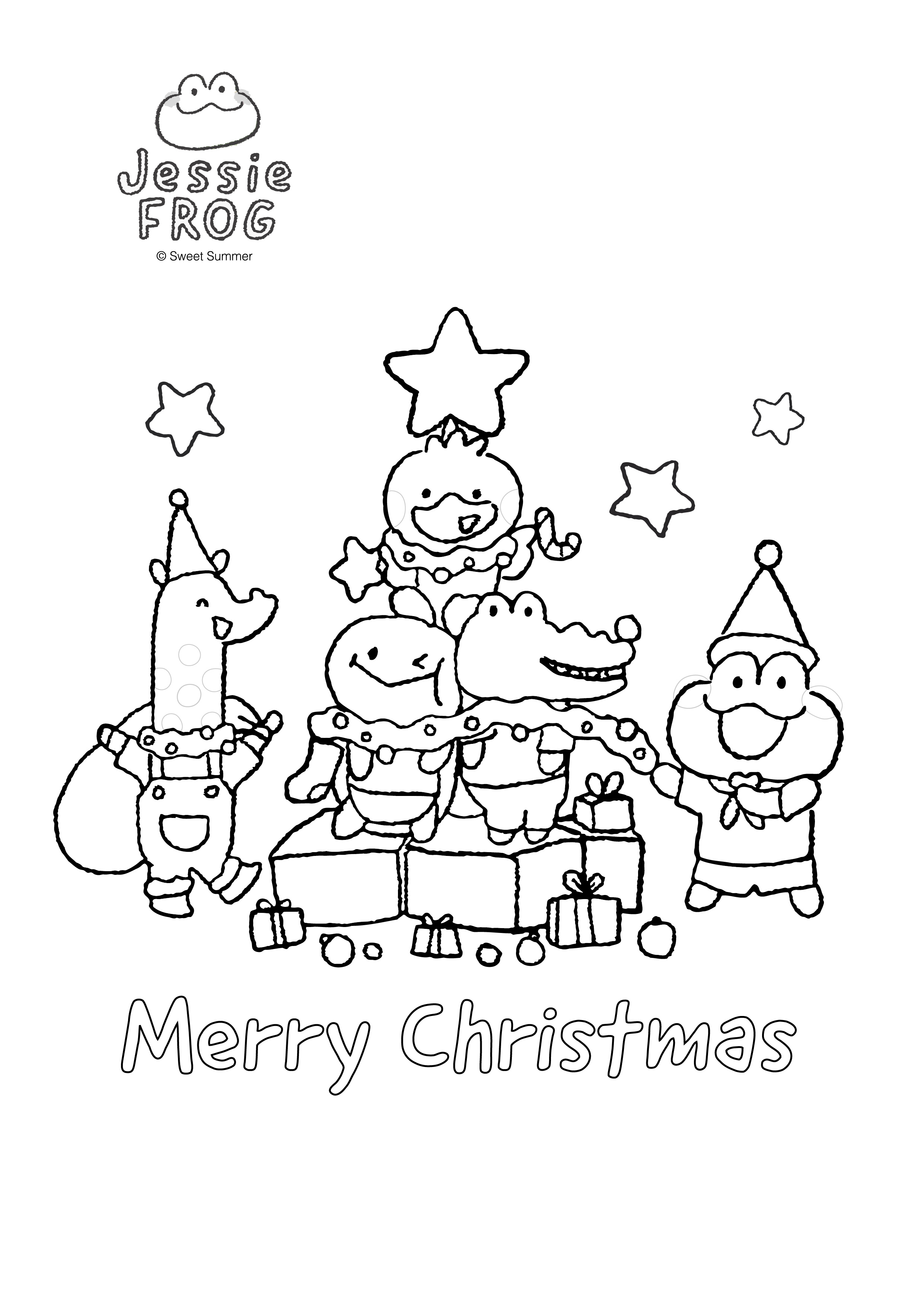 ระบายสีคริสต์มาส สำหรับเด็ก | Christmas coloring pages for kids Jessie Frog